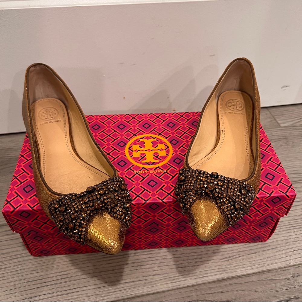 Tory Burch Vanessa Flat (Metallic Bronze)